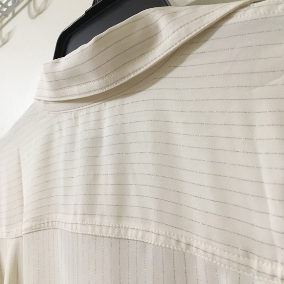 Ann Taylor Loft Cream Shimmer Pinstripe Blouse - Picture 10 of 13